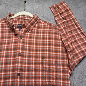 Woolrich‎ Men's Plaid Button Up Shirt Orange Cotton Flannel Size Large